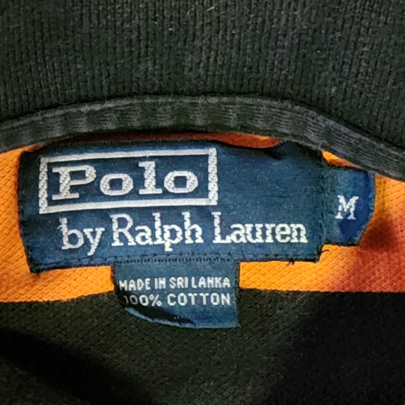 Mens Polo Ralph Lauren Orange & Black Striped Polo - Picture 5 of 5